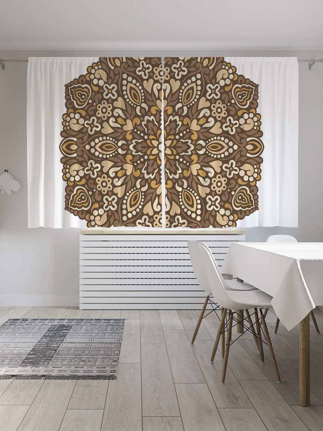 

Классические шторы JoyArty "Шестиугольная мандала", Oxford DeLux, 2 полотна 145x180 см, Шестиугольная мандала