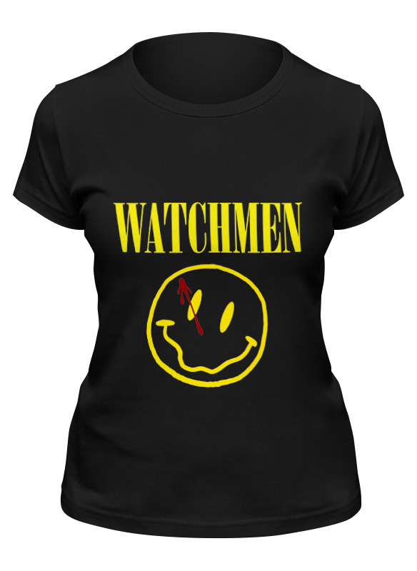 

Футболка женская Printio Watchmen x nirvana черная L, Черный, Watchmen x nirvana