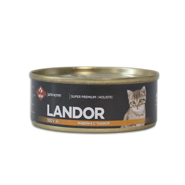 Консервы для котят Landor, индейка с тыквой, 12 шт по 100 г