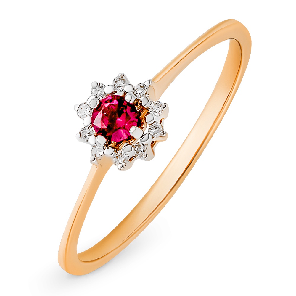 

Кольцо из золота р. , 585Gold 101015604, рубин искусственный\бриллиант, 101015604