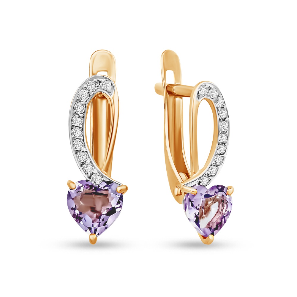 

Серьги из красного золота 585Gold 202009427, аметист\фианит, 202009427