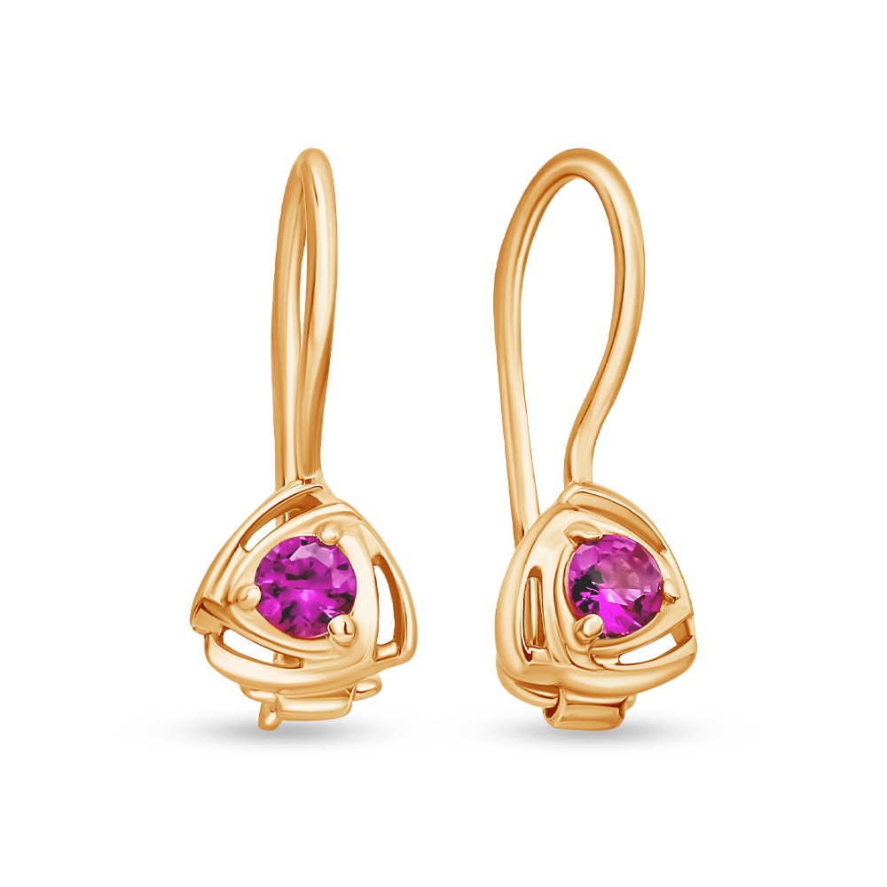 

Серьги из красного золота 585Gold 102008386, рубин искусственный, 102008386