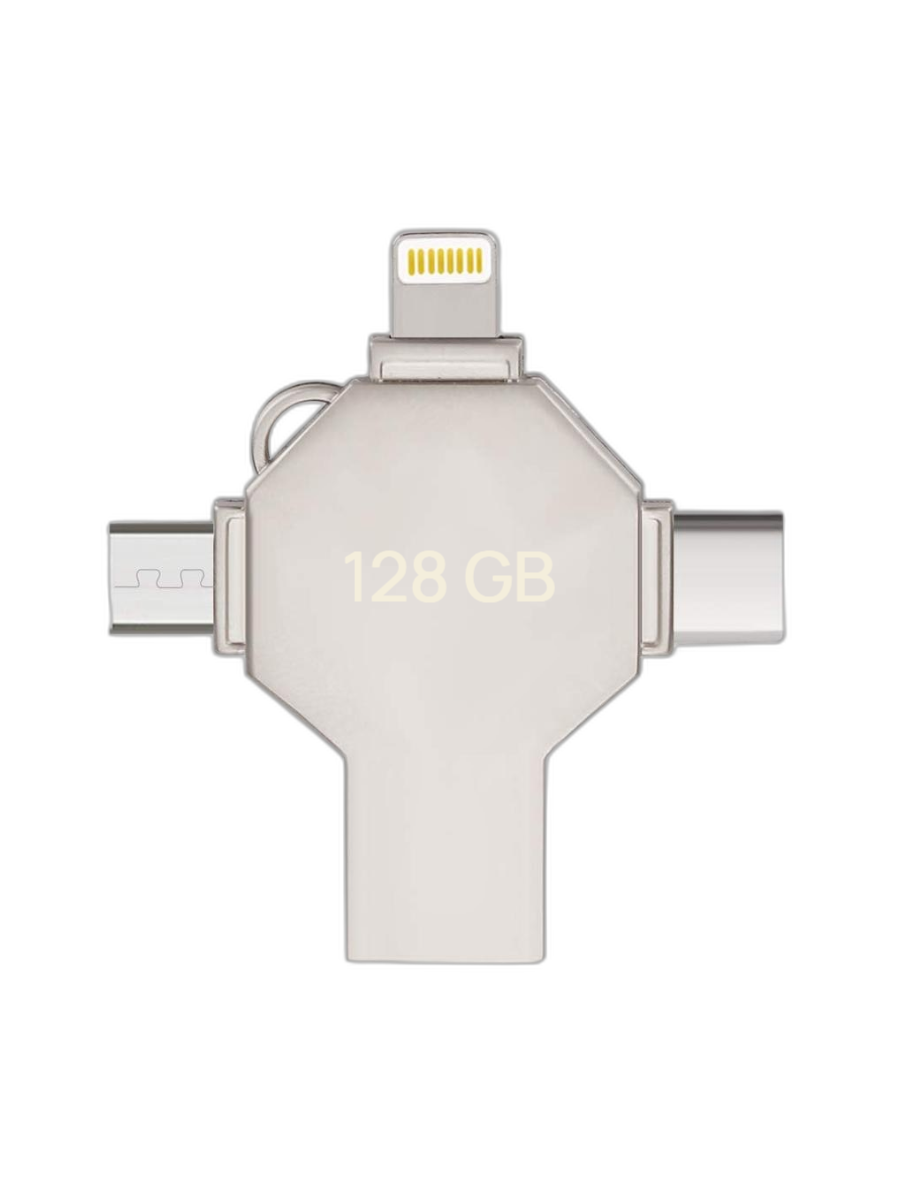 

Флешка Flash card Y Disk Флешка 4 в 1 128 ГБ Серебро (26184338), Флешка 4 в 1