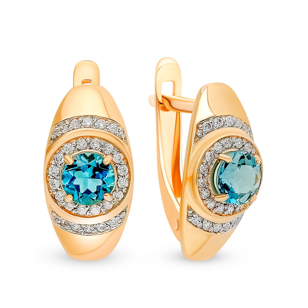 

Серьги из красного золота 585Gold 202008111, топаз\фианит, 202008111