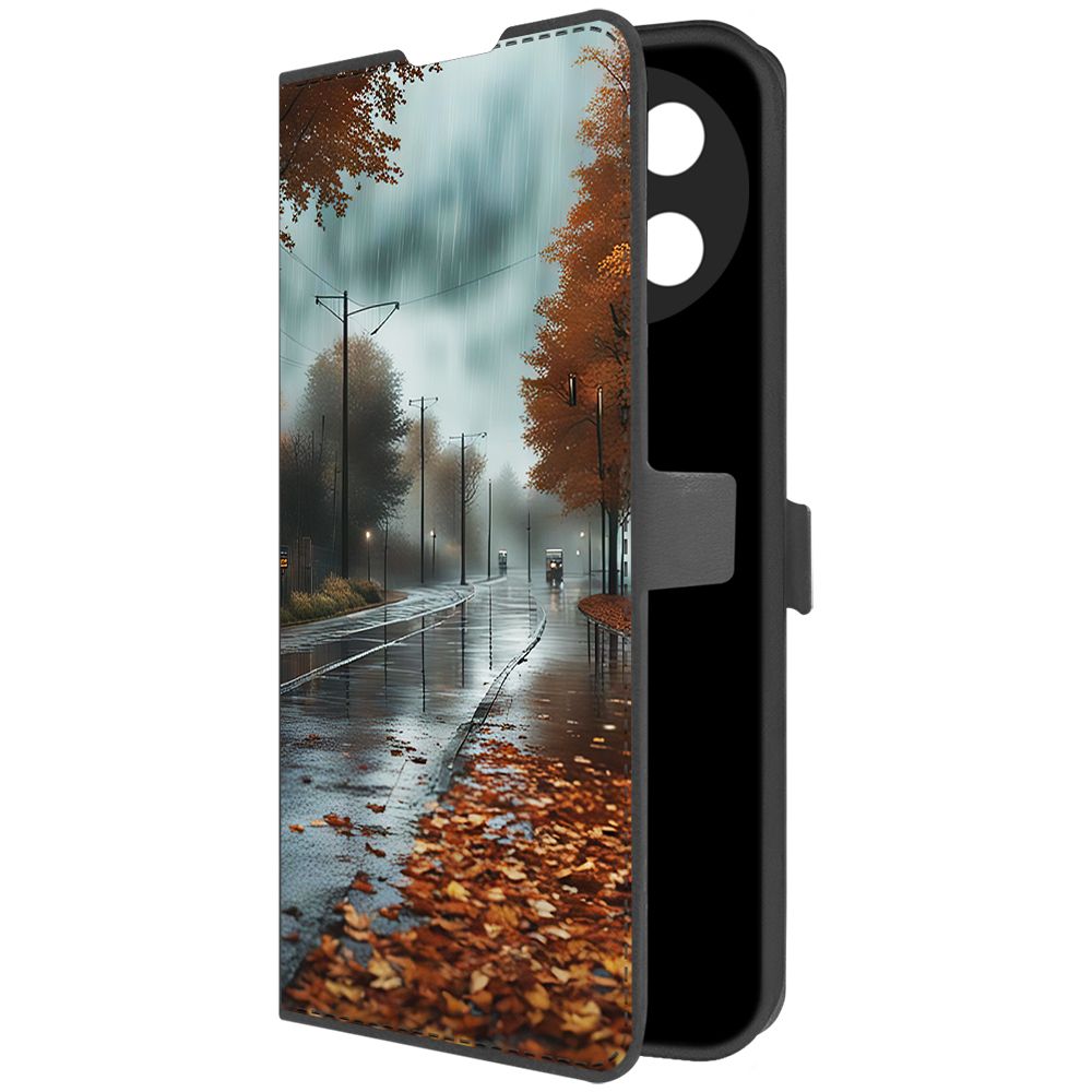 

Чехол-книжка Krutoff Eco Book для Realme 11 4G Осенний дождь (черный)