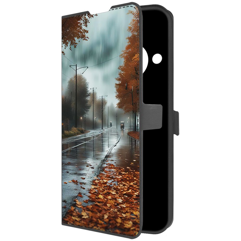 

Чехол-книжка Krutoff Eco Book для Honor Magic 5 Lite Осенний дождь (черный)