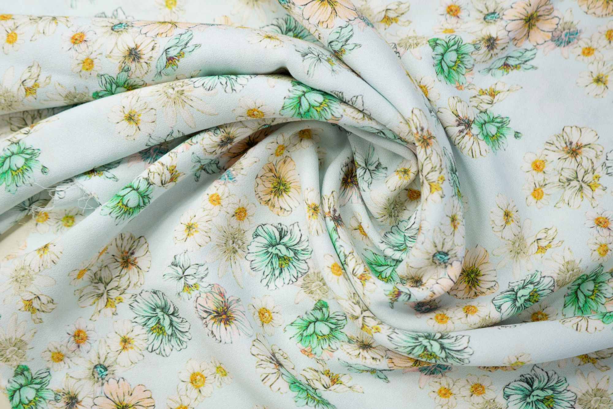

Ткань UNOFABRIC M2212-O креп вискоза, цветы на светлой мяте - 57 см 57x140 см, Зеленый