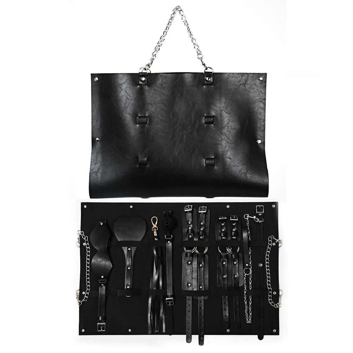 БДСМ набор KISSEXPO в кожаной сумке черный 7 предметов