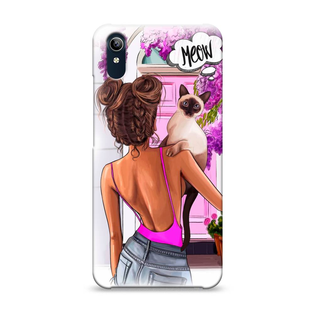 

Пластиковый чехол "Девушка с кошкой" на Vivo Y91c, 262820-5