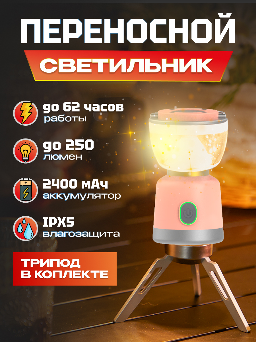 Кемпинговая лампа Sunree Sandglass Light розовая