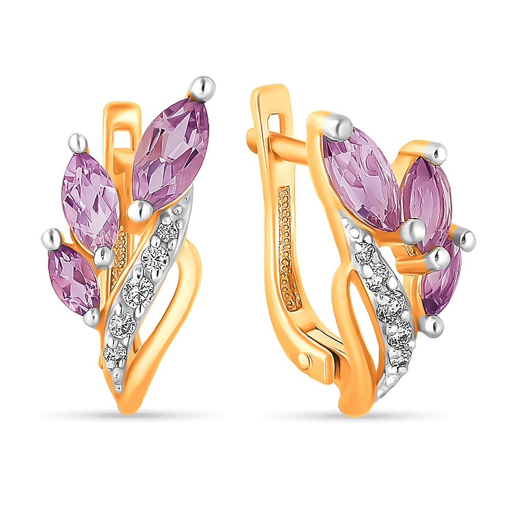 

Серьги из красного золота 585Gold 202006038, аметист\фианит, 202006038