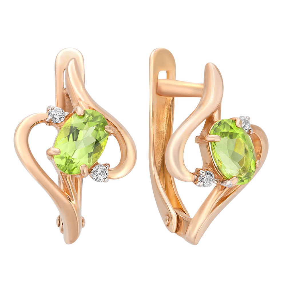 

Серьги из красного золота 585Gold 202005257, хризолит\фианит, 202005257
