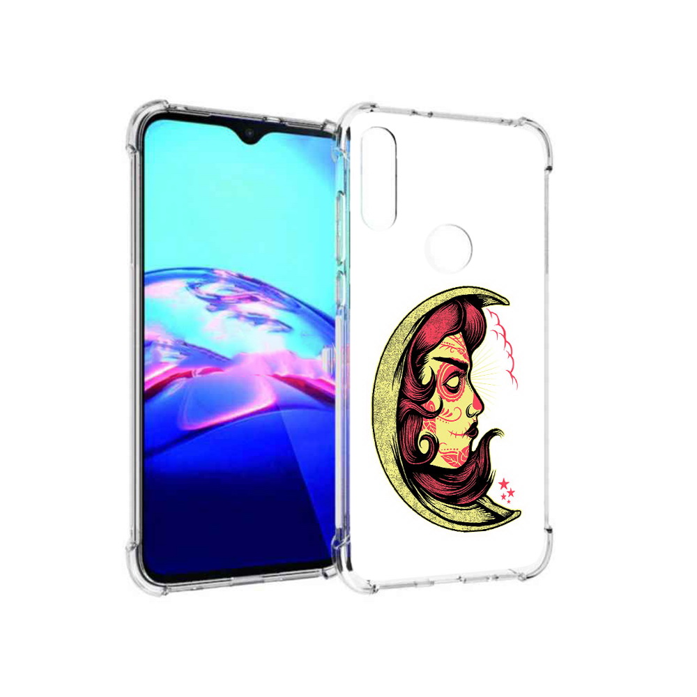 

Чехол MyPads Tocco для Motorola Moto E желтый полумесяц с лицом девушки (PT227064.345.346), Прозрачный, Tocco