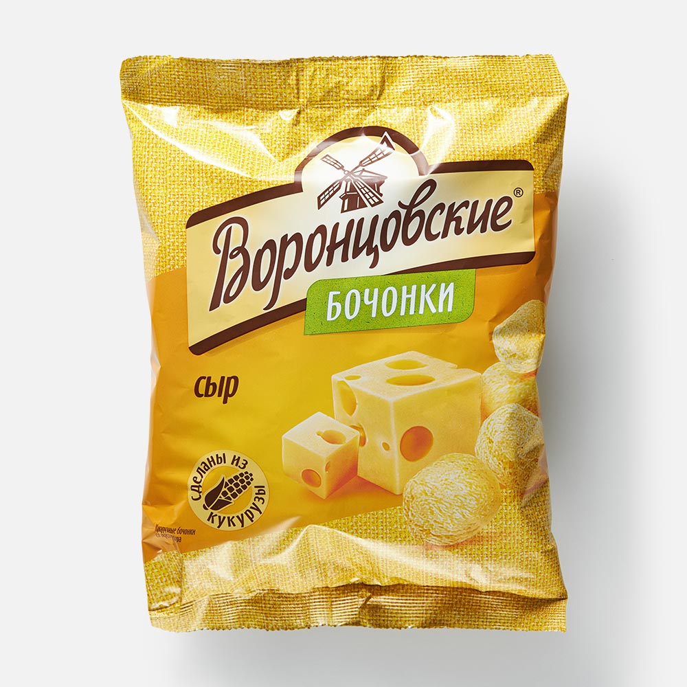 Кукурузные снеки Воронцовские, бочонки, сыр, 90 г