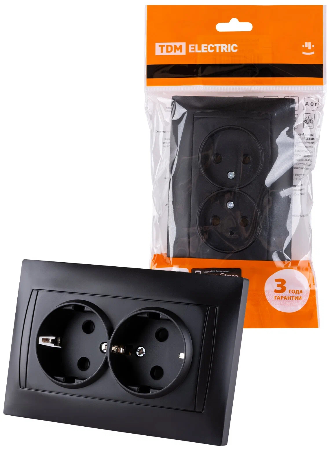 фото Розетка 2п 10а 250в с защ. шт. графит "лама" tdm tdm electric