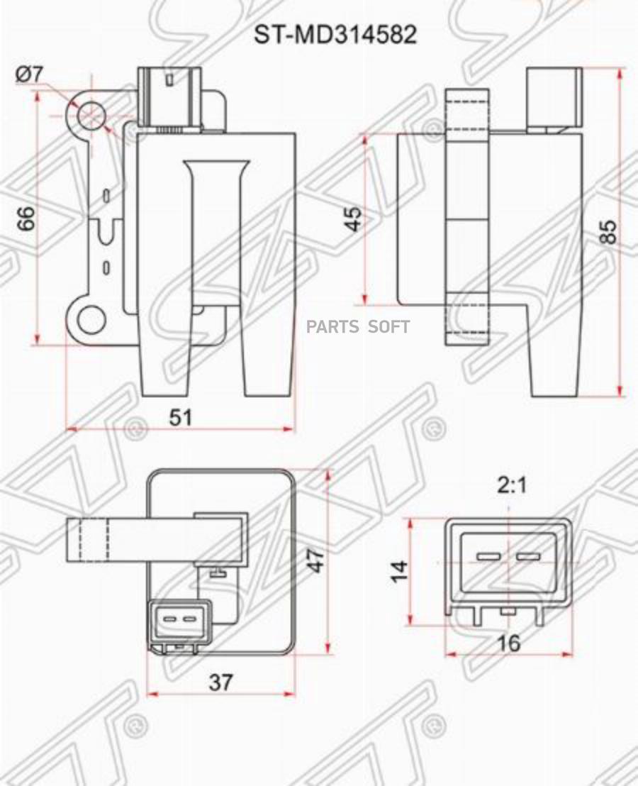 Катушка Зажигания Mitsubishi L200 96-07/Pajero/Montero Sport V23/25/63/65/43/45 6g72/74 Sa