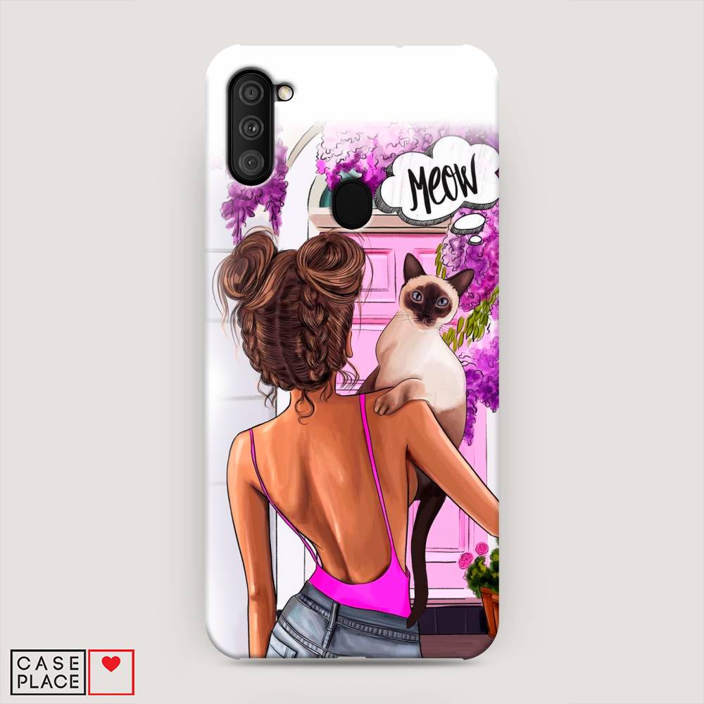 

Пластиковый чехол "Девушка с кошкой" на Samsung Galaxy M11, 2100620-5