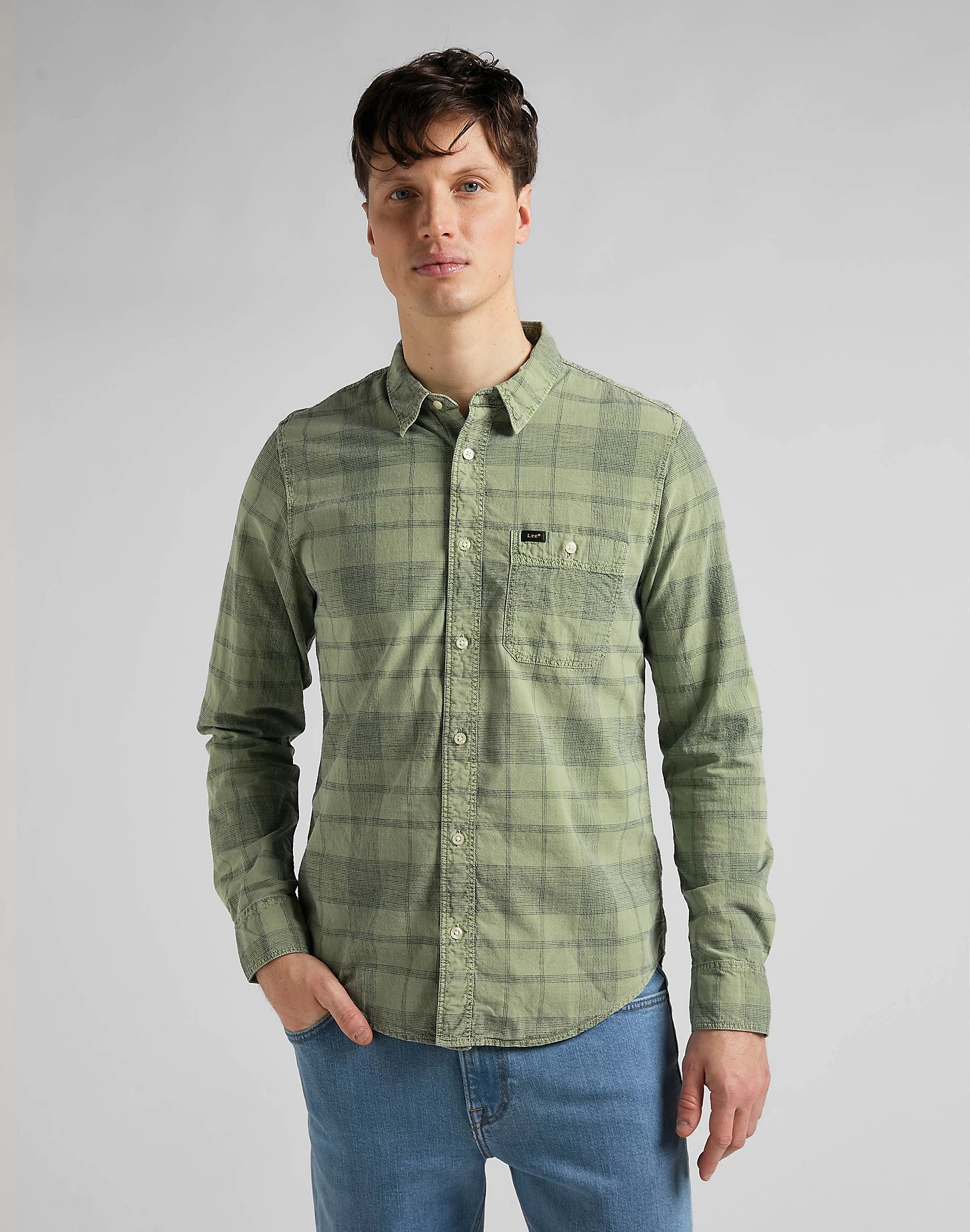 фото Рубашка мужская lee men leesure shirt зеленая l