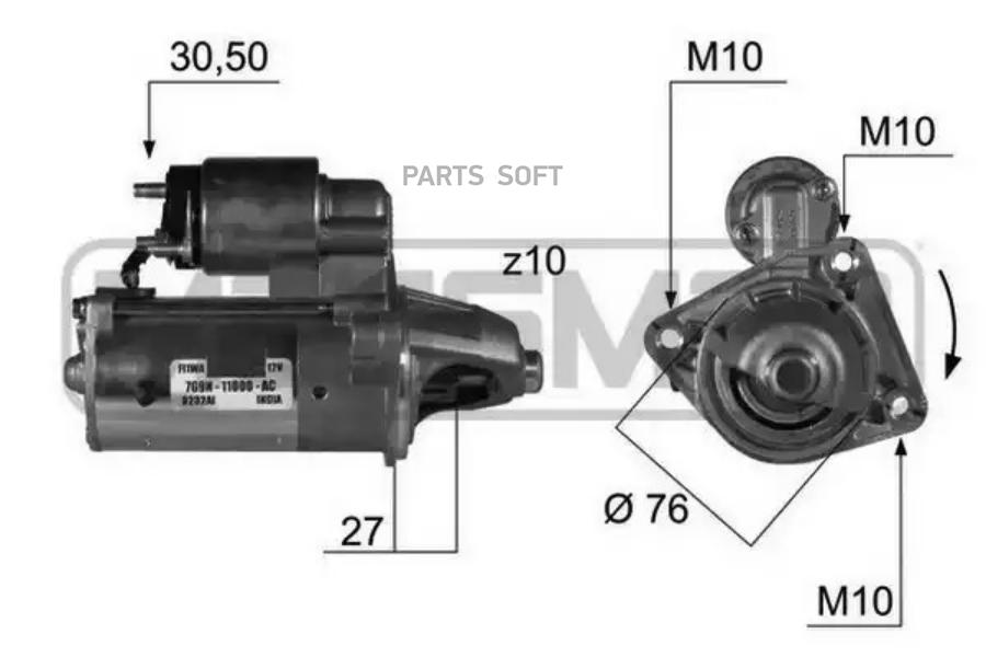 

Стартер FORD C-max , Focus II, III , Galaxy , Kuga I , Mondeo IV , S-max 1.4-2.0, D 04-> ,