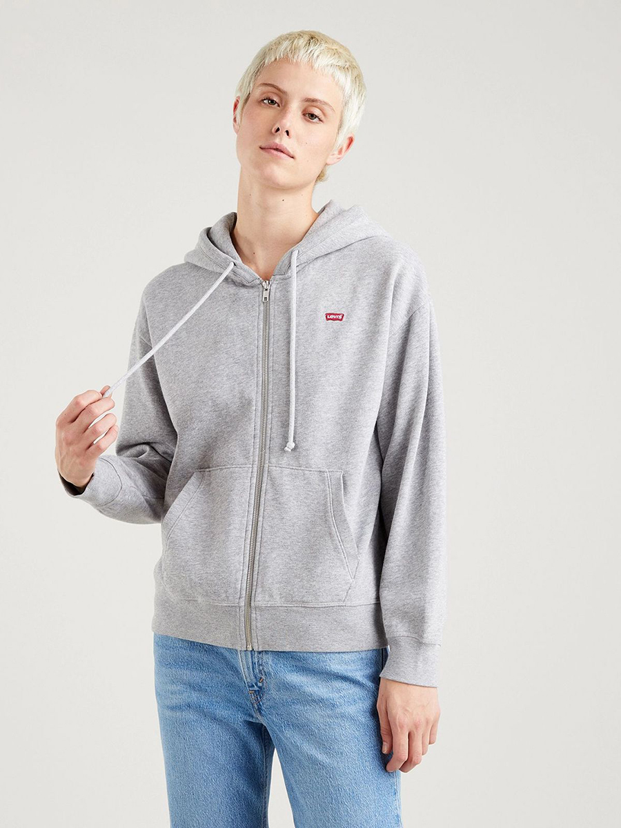 

Толстовка женская Levi's Women Standard Zip Hoodie серая M, Women Standard Zip Hoodie