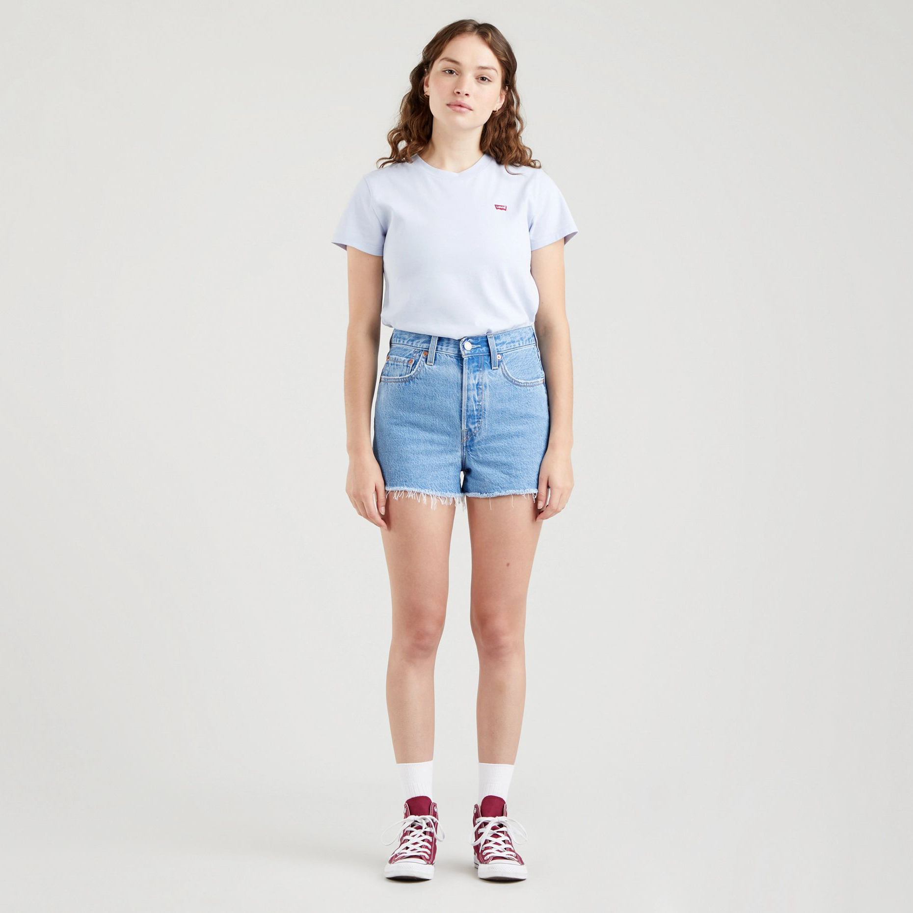 фото Шорты женские levi's ribcage short голубые 31