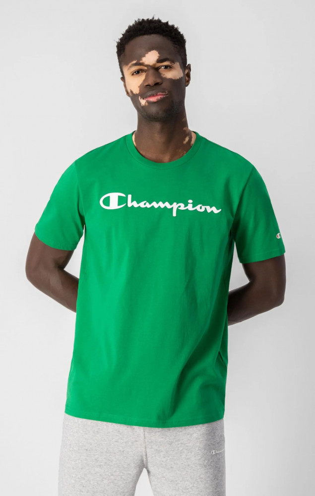 фото Футболка мужская champion crewneck t-shirt зеленая m