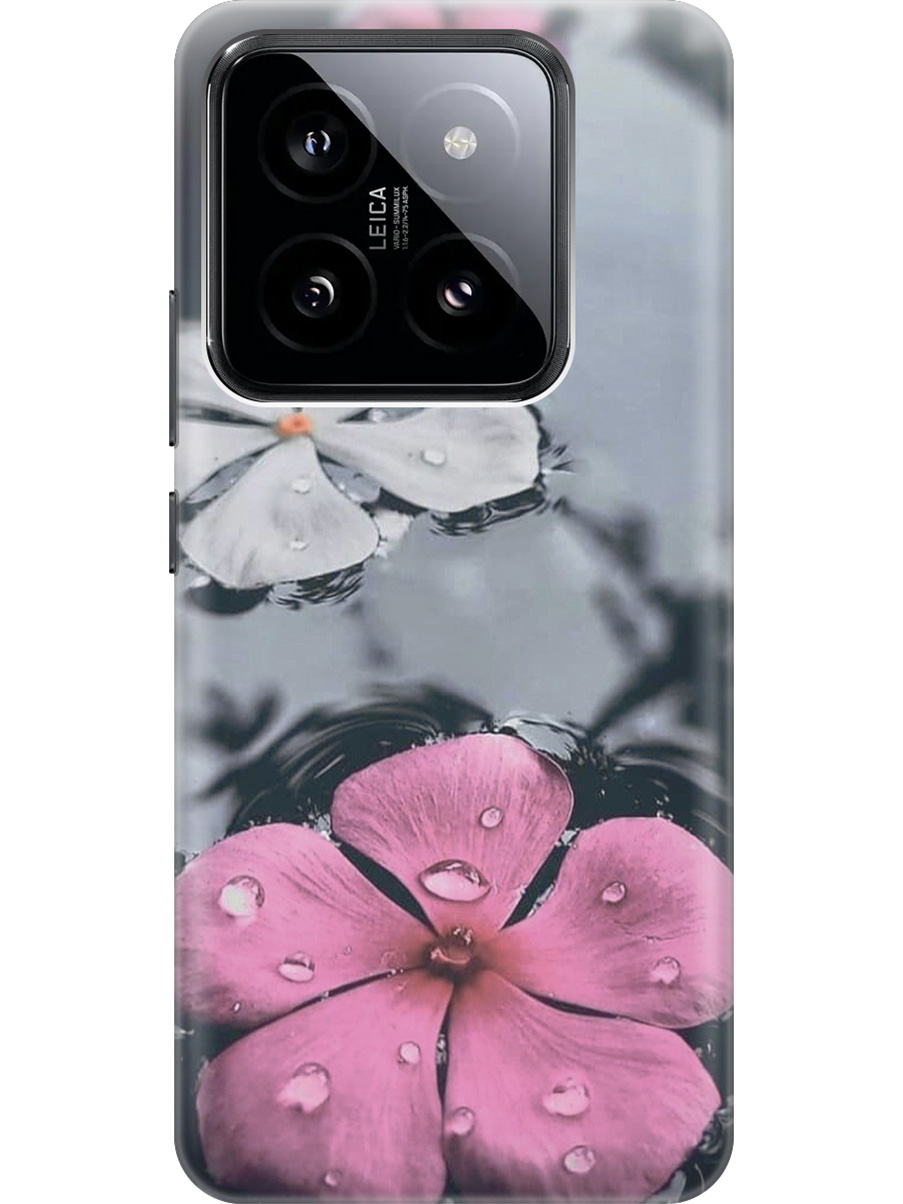 

Силиконовый чехол на Xiaomi 14 Pro с рисунком "Фиалки в воде", Розовый;серый, 20012089