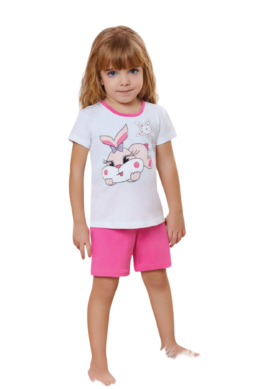 Пижама детская Baykar 9269, белый; розовый, 98