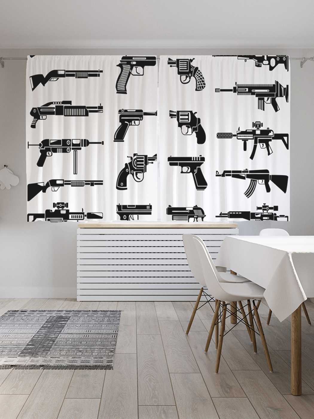 фото Классические шторы joyarty "оружейный арсенал", серия oxford delux, 2 полотна 145x180 см