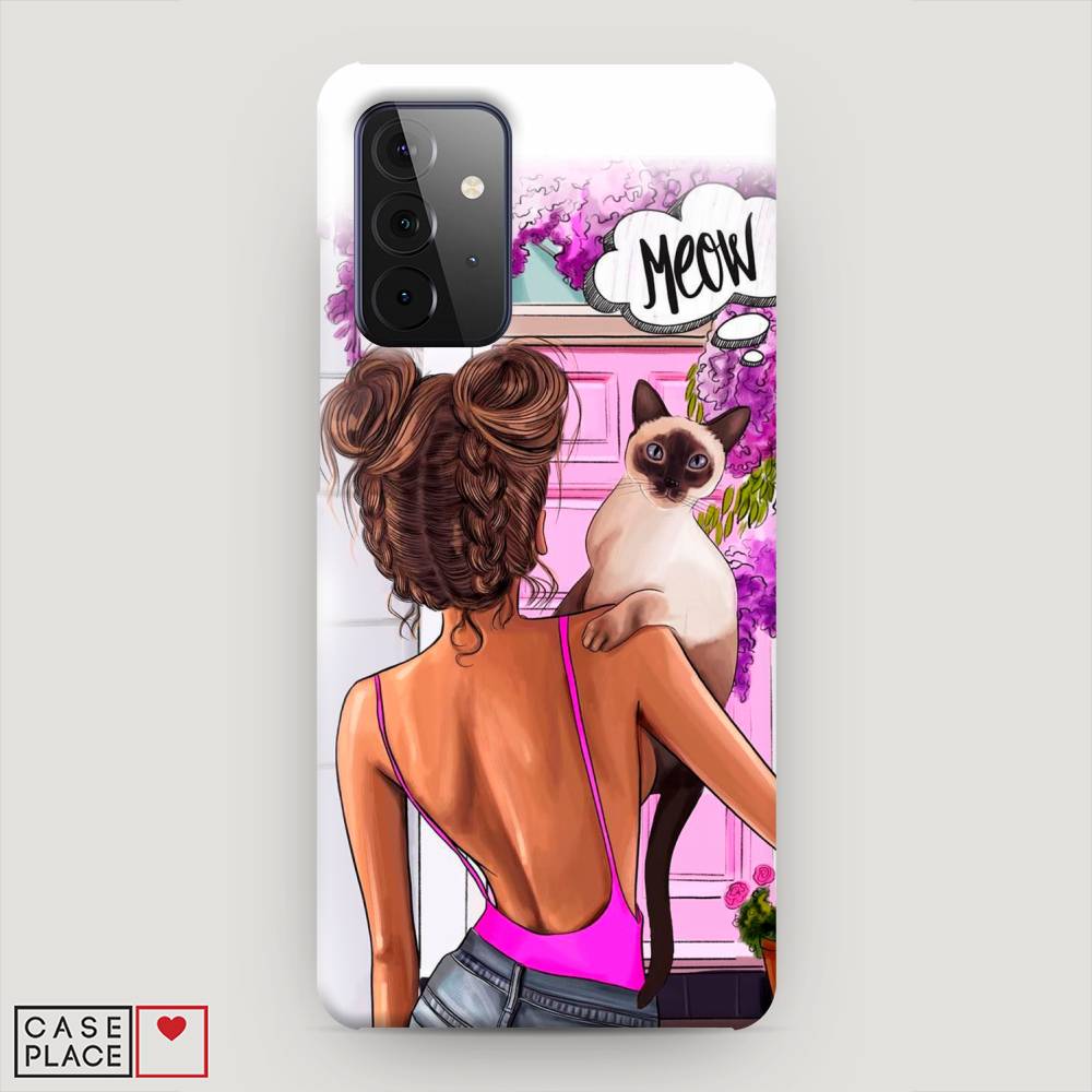 

Пластиковый чехол "Девушка с кошкой" на Samsung Galaxy A72, 2101920-5