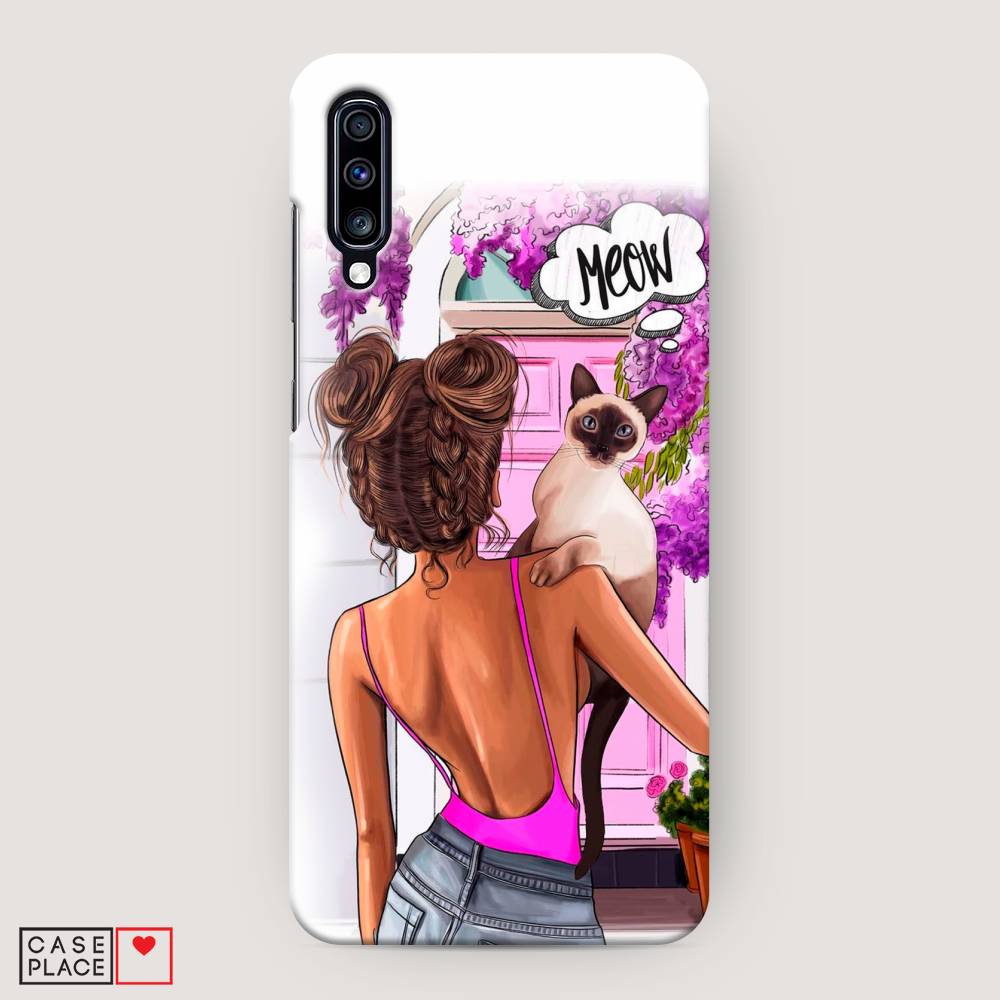 

Пластиковый чехол "Девушка с кошкой" на Samsung Galaxy A70, 28120-5