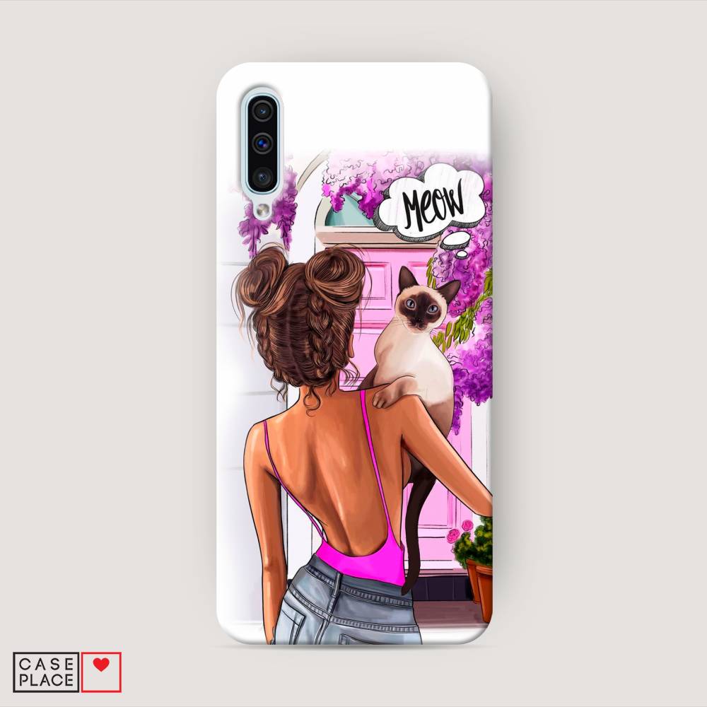 

Пластиковый чехол "Девушка с кошкой" на Samsung Galaxy A50, 27720-5