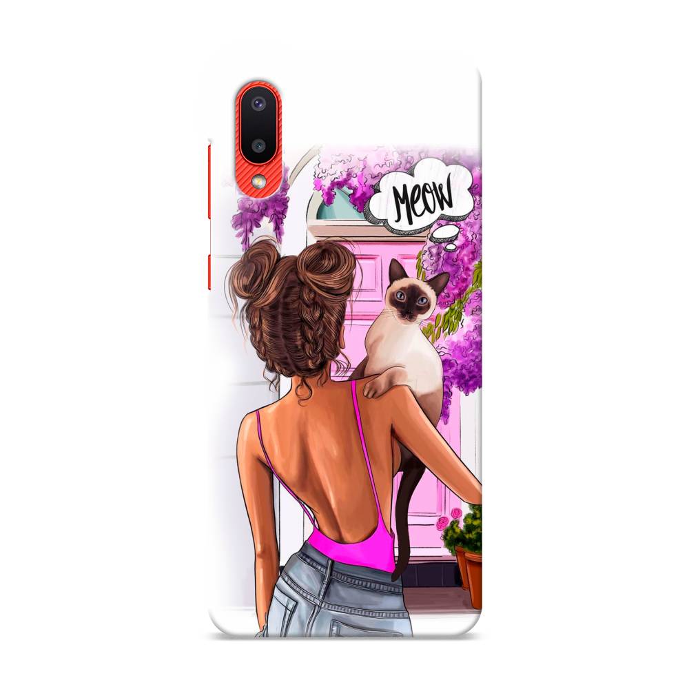

Пластиковый чехол "Девушка с кошкой" на Samsung Galaxy A02, 2102520-5