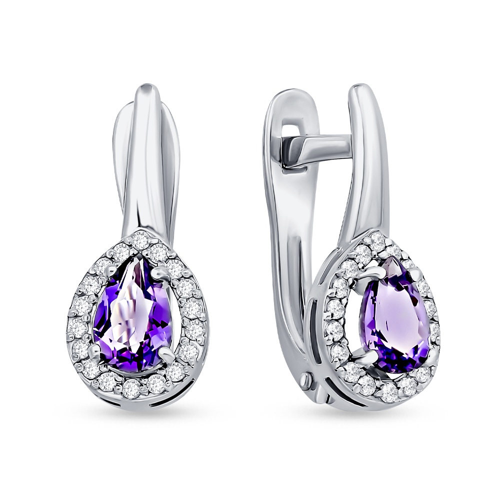 

Серьги из серебра 585Gold 702009758, аметист, 702009758