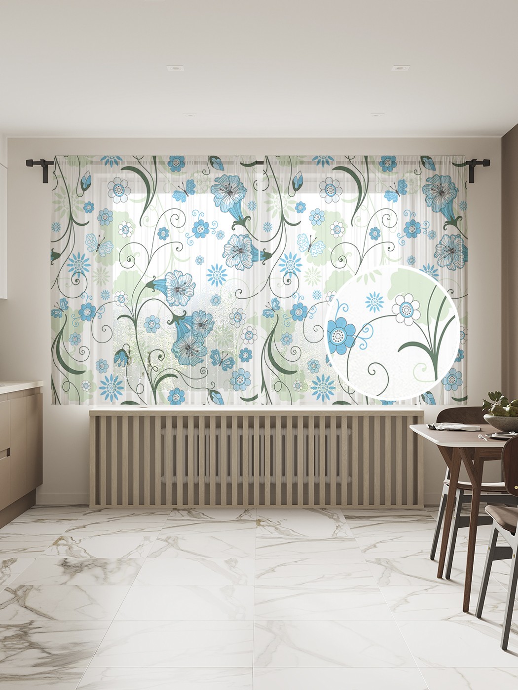 

Фототюль JoyArty "Зимние завитки", 145x180 см (2 полотна со шторной лентой + 50 крючков), Зимние завитки