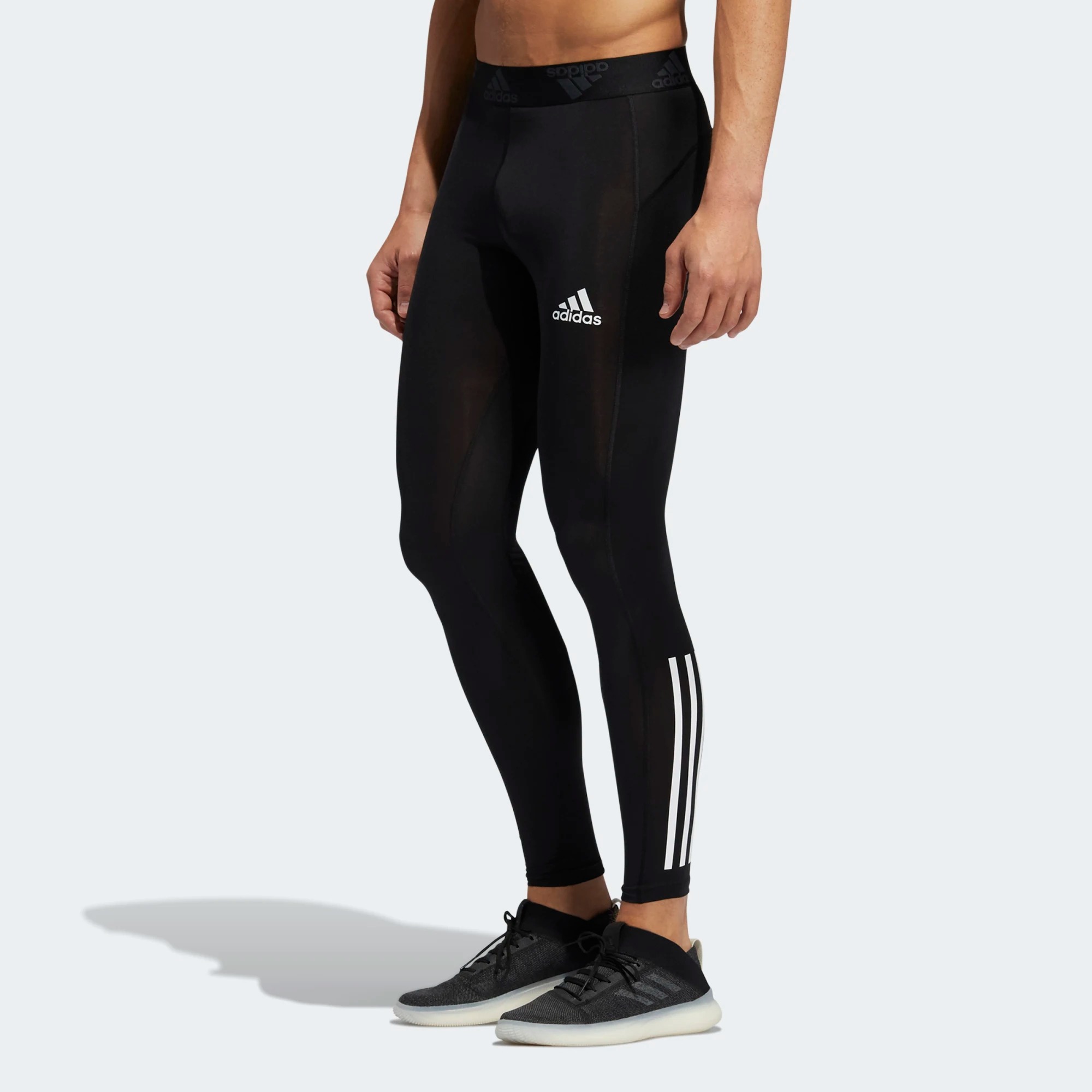 фото Спортивные леггинсы мужские adidas techfit 3-stripes tights черные s