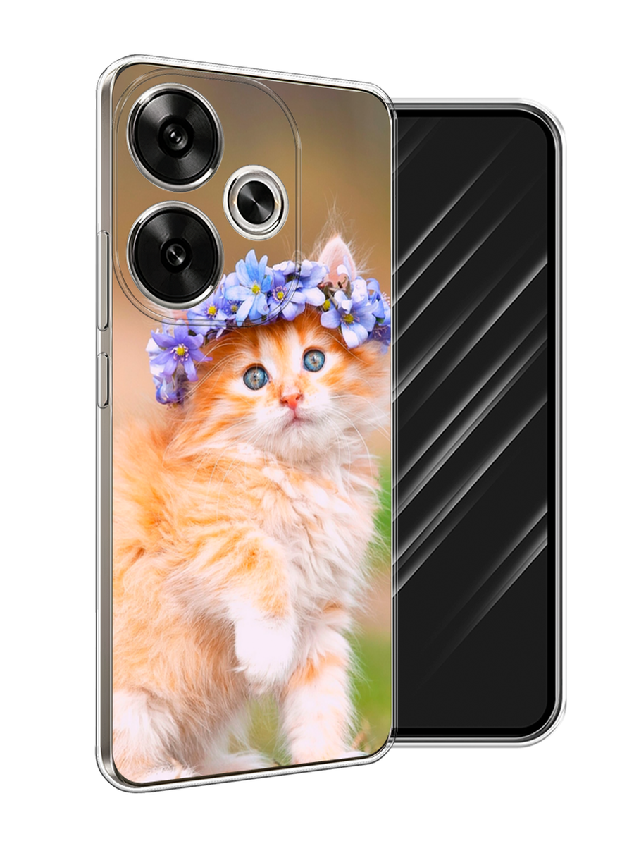 

Чехол Awog на Xiaomi Redmi Turbo 3 "Рыжий кот в венке", Коричневый;синий, 322150-1