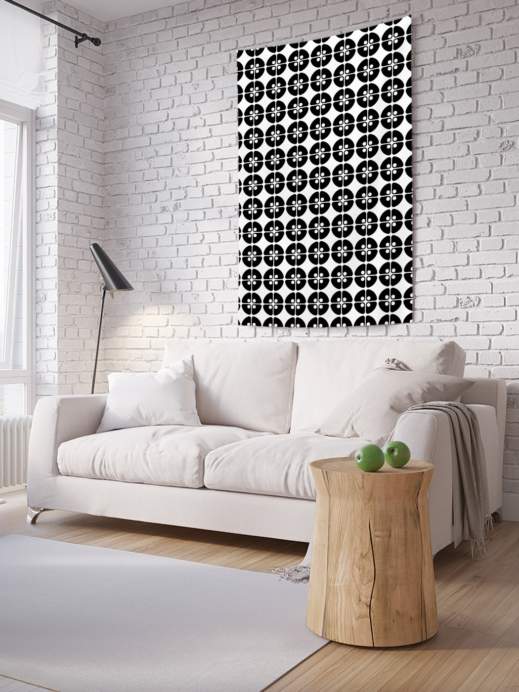 фото Вертикальное фотопанно на стену joyarty "плитки в кругах", 100x150 см