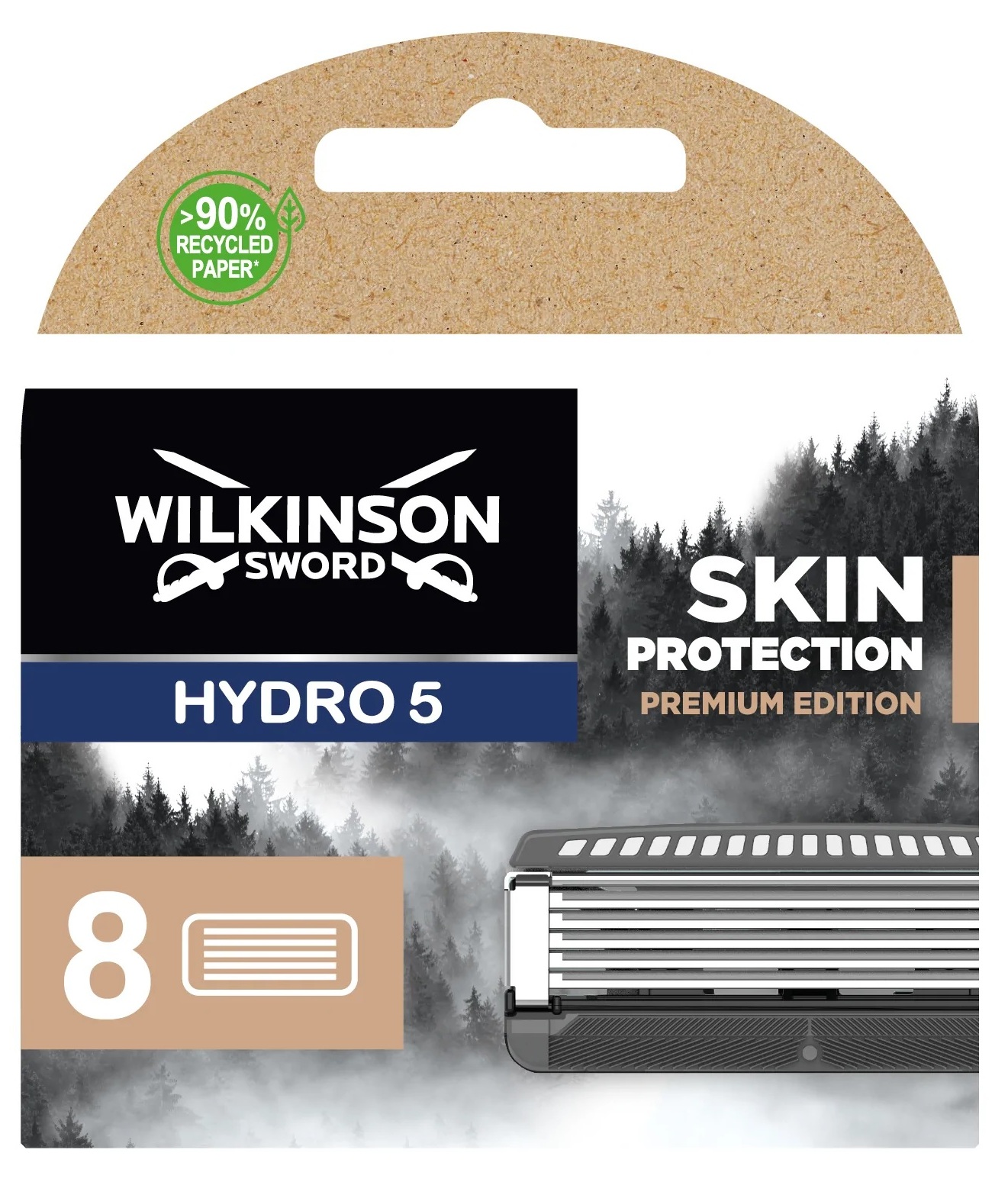 Сменные кассеты для бритв SENSE Wilkinson Sword Hydro 5 Skin Premiun Edition, 8 шт. станок бритвенный hydro5 с 4 кассетами wilkinson sword hydro 5 sensitive