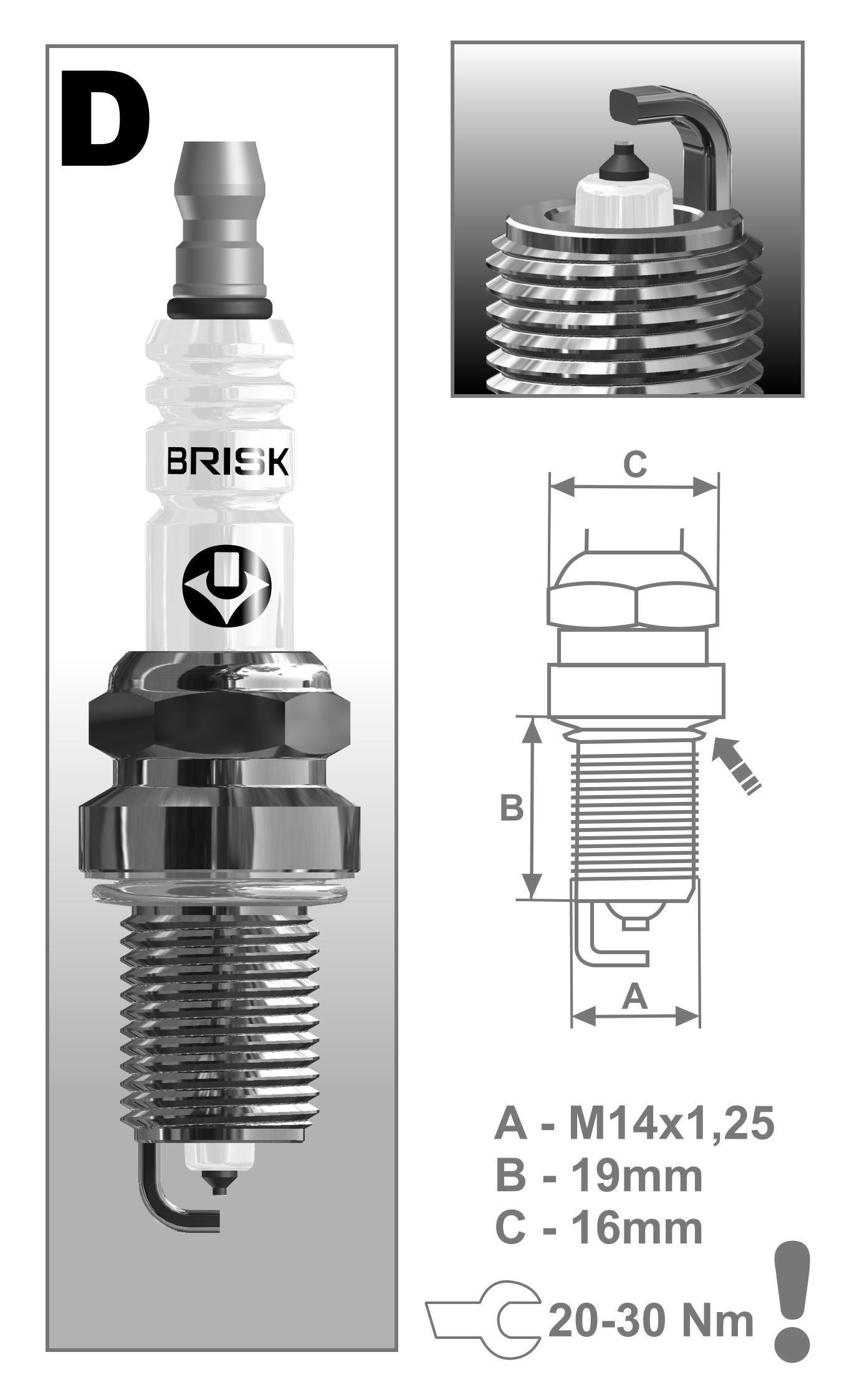 

Свеча Зажигания Platin (Интервал Замены - Max. 90 000 Km) BRISK арт. DR15YP