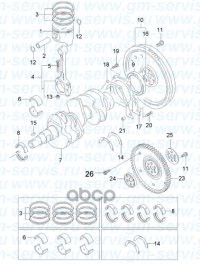 

Поршень ДВС General Motors Spark M100 1998-2005; Spark M200 2005-2017; Matiz