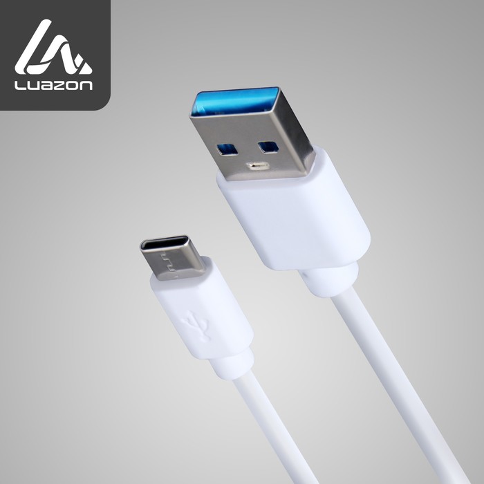 Кабель LuazON, Type-C - USB, 1 А, 1 м, белый 1928843