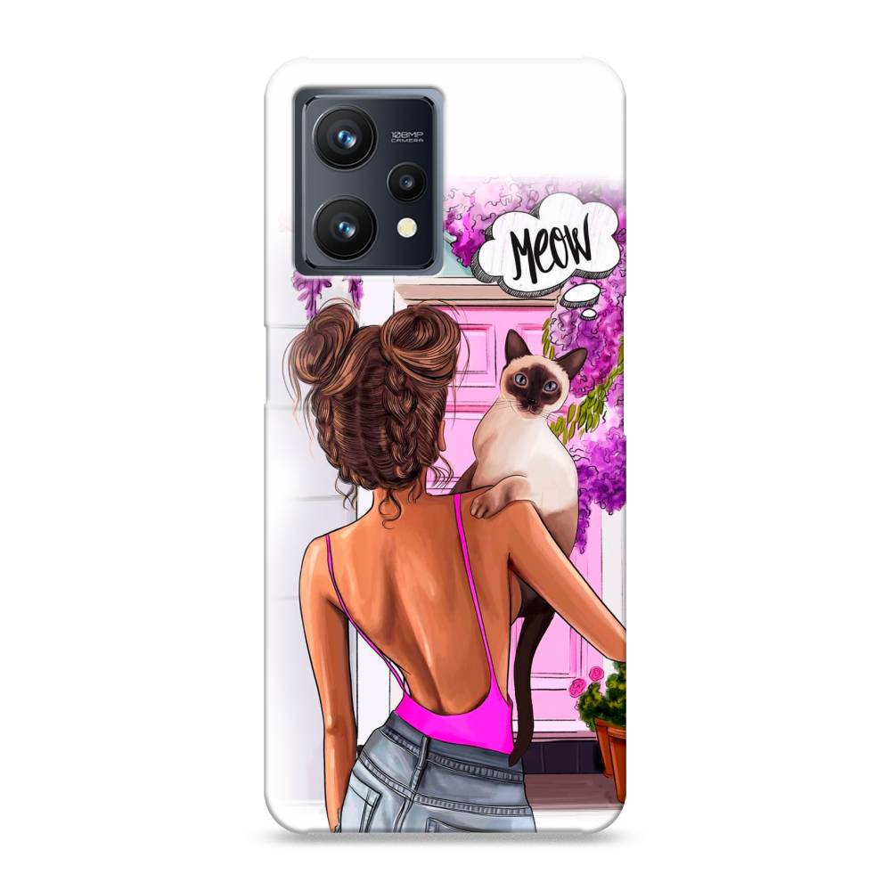 

Пластиковый чехол "Девушка с кошкой" на Realme 9 Pro Plus, 258720-5