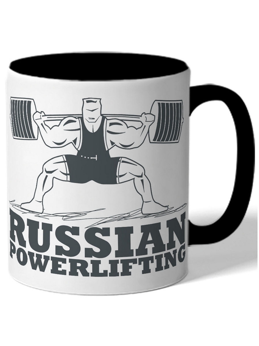 фото Кружка drabs russian powerlifting бодибилдер со штангой