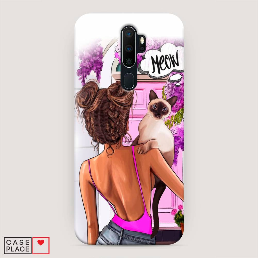

Пластиковый чехол "Девушка с кошкой" на Oppo A9 (2020), 251920-5