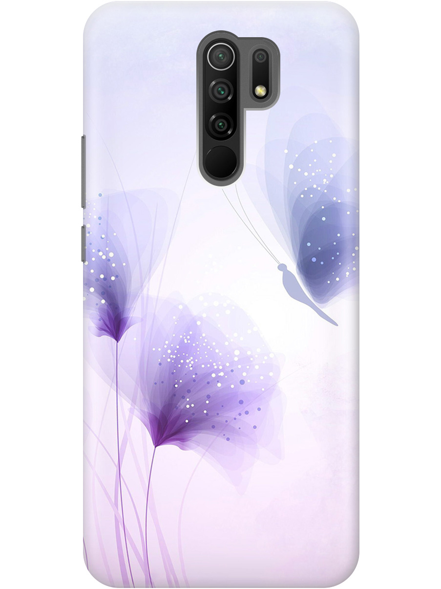 

Силиконовый чехол на Xiaomi Redmi 9 с принтом "Бабочка и фиолетовые цветы" прозрачный, Фиолетовый, 20010526