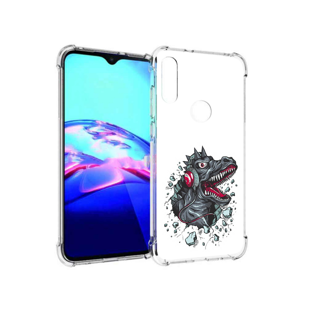 

Чехол MyPads Tocco для Motorola Moto E Нарисованный динозавр в наушниках, Прозрачный, Tocco