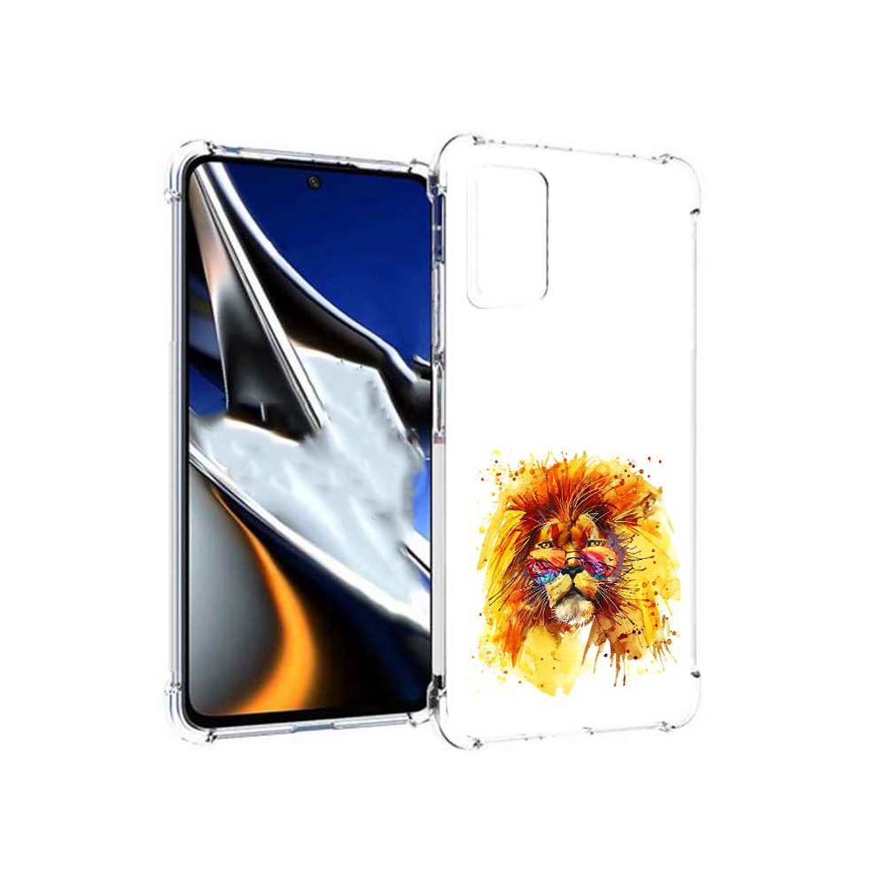 

Чехол MyPads Tocco для Xiaomi Poco X4 Pro 5G лев в очках, Прозрачный, Tocco