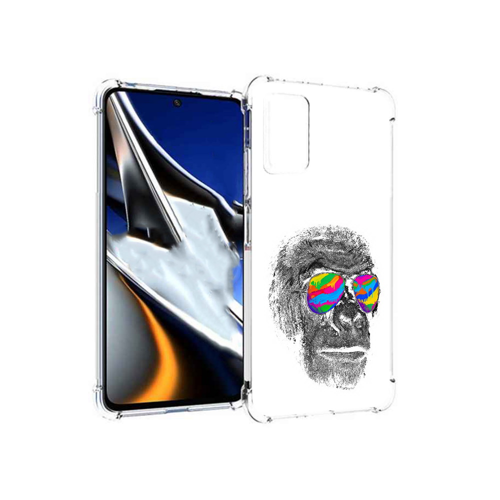 

Чехол MyPads Tocco для Xiaomi Poco X4 Pro 5G крутая обезьяна в очках, Прозрачный, Tocco