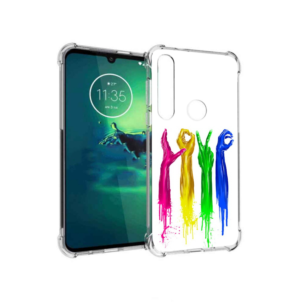 

Чехол MyPads Tocco для Motorola Moto G8 Plus яркие руки love (PT227062.344.707), Прозрачный, Tocco
